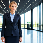 **

"A professional businesswoman in a modest business suit, standing in a bright, modern office lobby, fully clothed, appropriate attire, safe for work, perfect anatomy, natural proportions, professional photography, high quality."

**